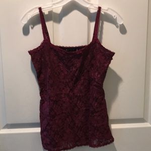 WHBM Maroon lace tank